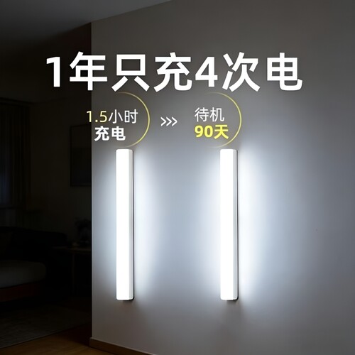 人来即亮充电人体感应灯夜间自动感应灯带入户灯条磁吸楼梯照明