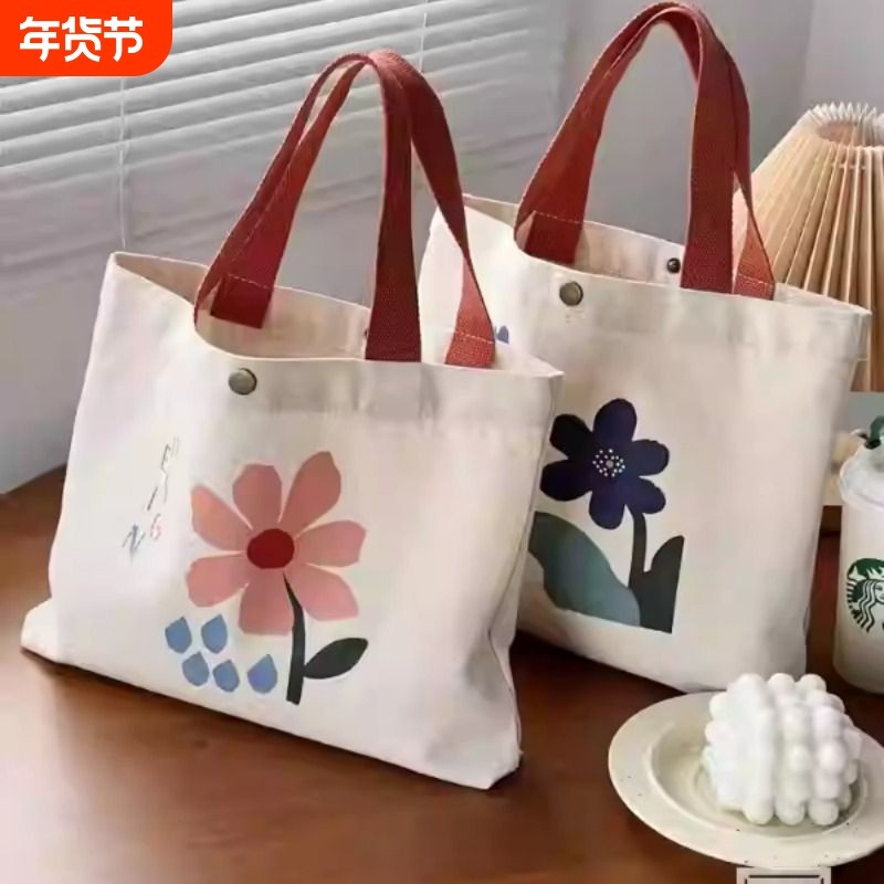 原创设计欧式手绘插画花朵单肩手提包文艺简约复古便携学生帆布袋,箱包皮具/热销女包/男包,通用款女包,淘宝优惠券,粉丝福利购,淘宝优惠卷