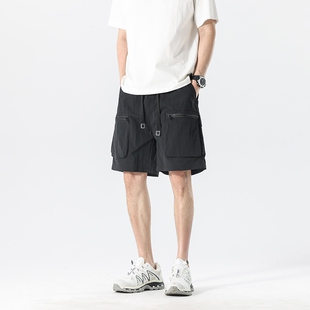 美式男款透气工装短裤男夏季潮牌冰丝百搭宽松速干运动休闲五分裤