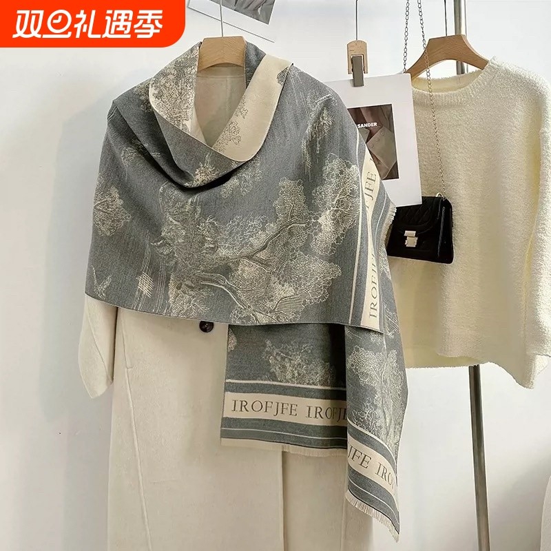 高级感披肩毯两用夏季仿羊绒保暖外搭围巾新款毛毯女办公室加厚