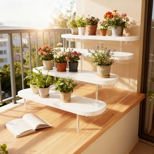 2025新款阳台花架多肉展示架亚克力花盆放置架客厅窗台小托架三层