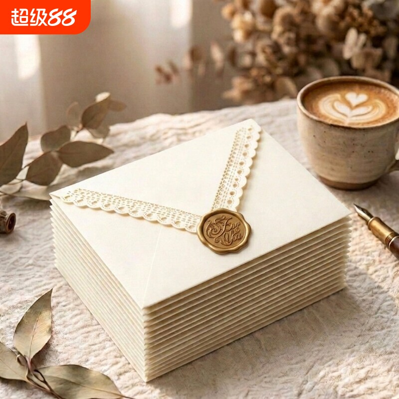 加厚蕾丝信封信纸套装欧式ins风复古雕花镂空花边高级感手写信贺卡婚礼伴手礼毕业季情书火漆印章贴纸玫瑰
