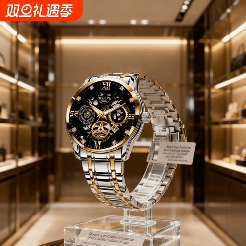 男款手表钢带商务防水石英腕表高级感男士正品名牌全自动非机械表