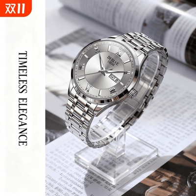 手表男款机械风全自动防水高级感全自动男表数字双日历防水腕表男
