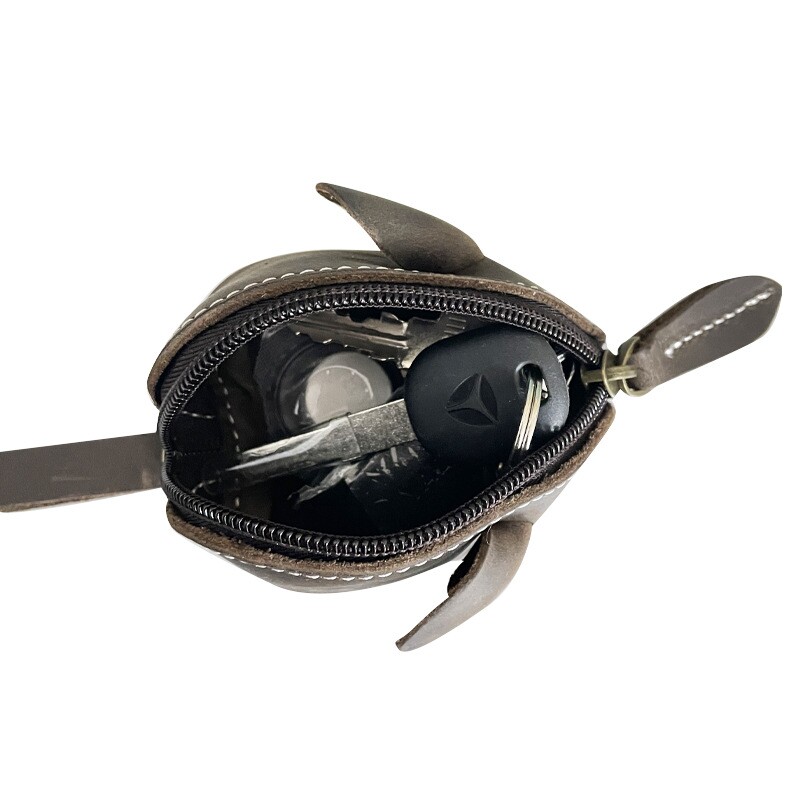 亚马逊 真皮复古卡通零钱包钥匙包 头层牛皮迷你创意可爱硬币钱包