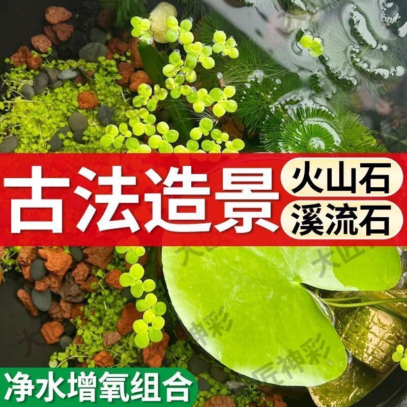 天然底砂火山石溪流石鱼缸原生水族造景装饰套餐天然低沙铺底颗粒