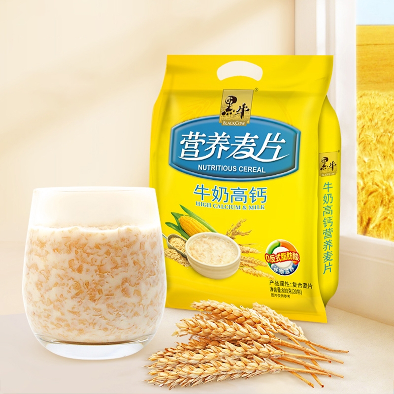 黑牛牛奶高钙营养燕麦片800克