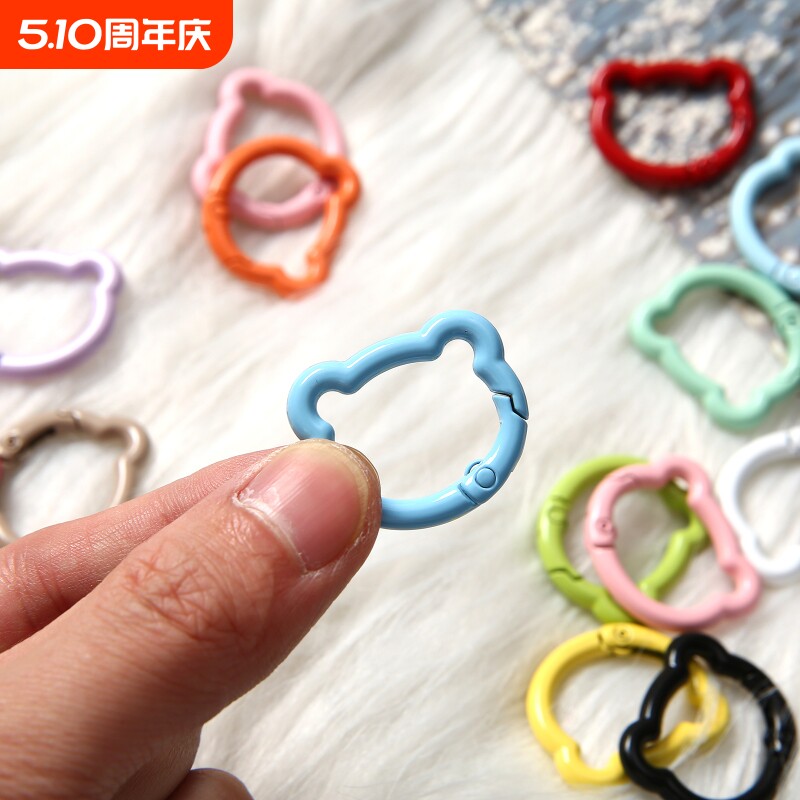 彩色烤漆小熊弹簧扣 DIY 手工饰品配件 钥匙扣包包挂环材料