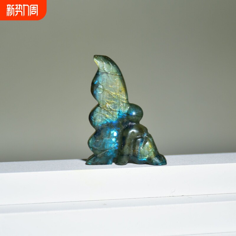 天然拉长石蝴蝶仙子雕刻件DIY饰品吊坠手牌摆件东海水晶零售