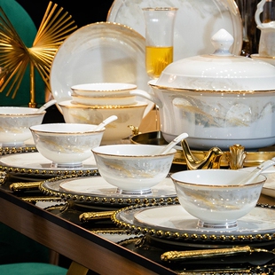 餐具套装家用2025新款高颜值碗碟碗盘套装家用乔迁景德镇陶瓷碗具