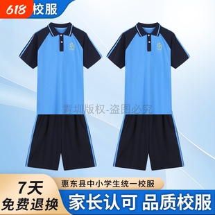 惠东统一校服小学初高中学生男女夏季索罗娜新款夏装短袖短裤套装
