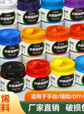 金色绘画丙烯颜料防水耐晒不掉色白色墙绘涂鸦专用套装画鞋包DIY手绘袋装大瓶500ml24色美术专用工具肌理画