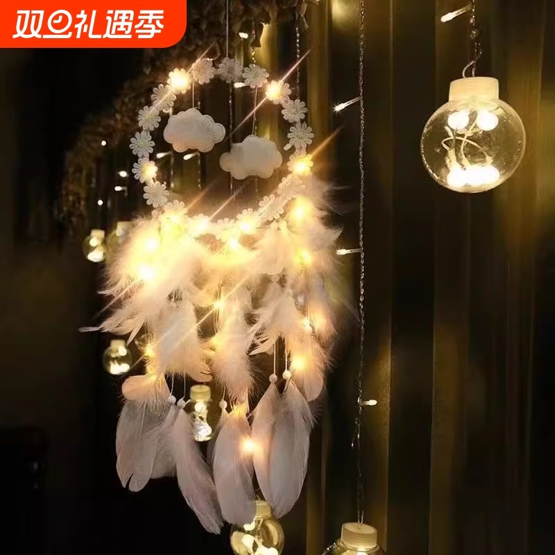 捕梦网少女心挂饰手工风铃房间装饰创意送同学生日礼物羽毛月亮