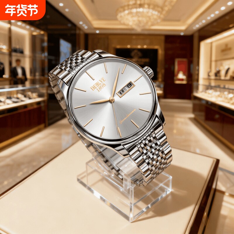 正品瑞士全自动非机械表手表男士学生韩版时尚潮双日历防水表夜光