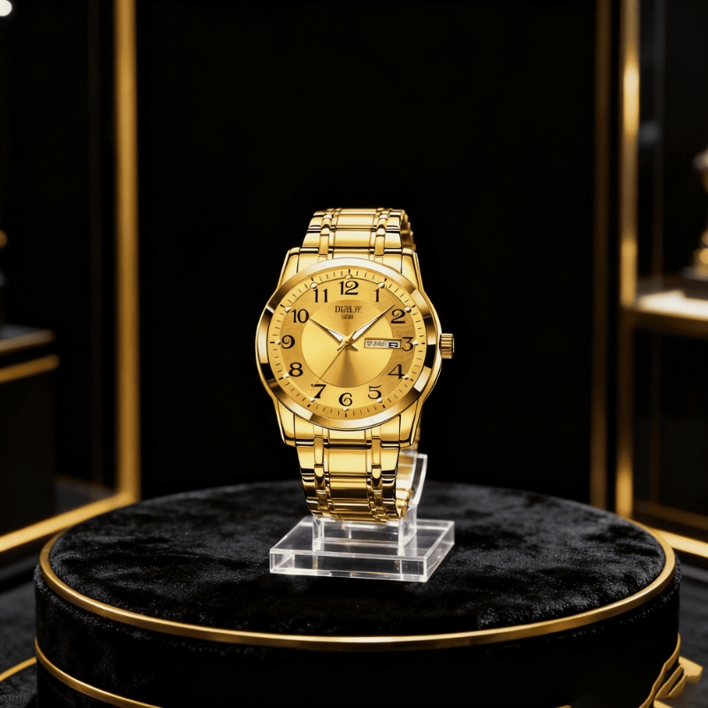 正品瑞士2024新款手表男士全自动机械风防水精钢带双日历男表夜光