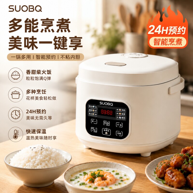 苏泊电饭煲迷你1到2人小型智能预约2到3人家用多功能3到4人电饭锅