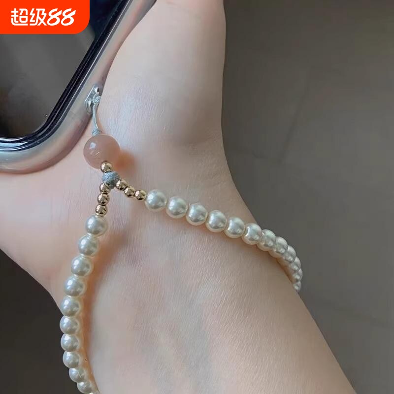 淡水珍珠手机链挂件女串珠手腕绳防太阳石手机挂绳挂件中国风女款图片