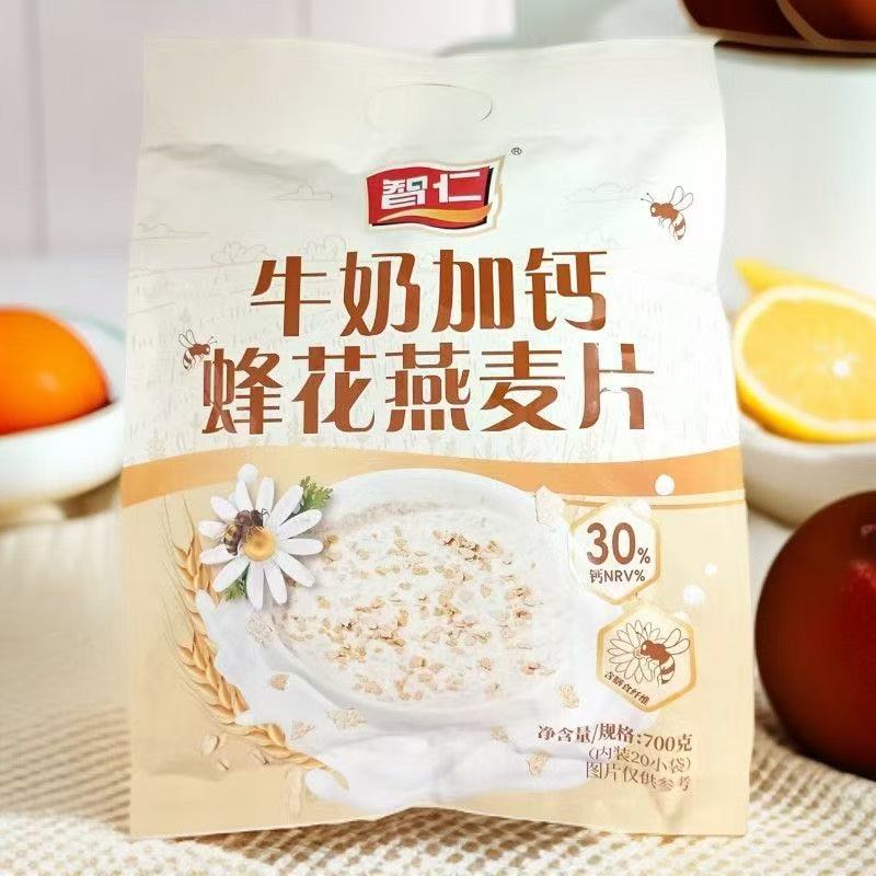 智仁牛奶加钙蜂花燕麦片700g