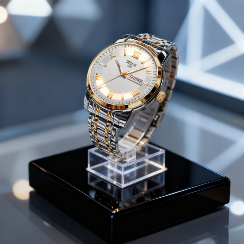 手表男款机械风全自动防水高级感全自动男表数字双日历防水腕表男