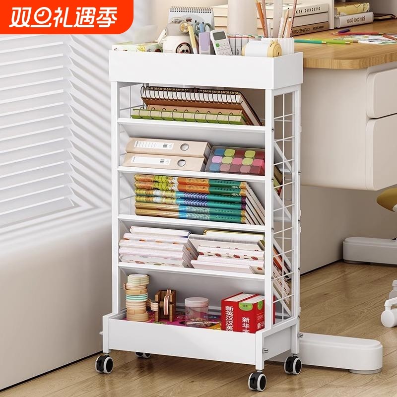 铁艺桌边书架侧面书桌收纳架学生教室课桌旁书本收纳可移动置物架