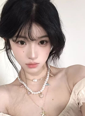 海边拾贝 波西米亚贝壳海星珍珠项链女高级感度假风锁骨链配裙子