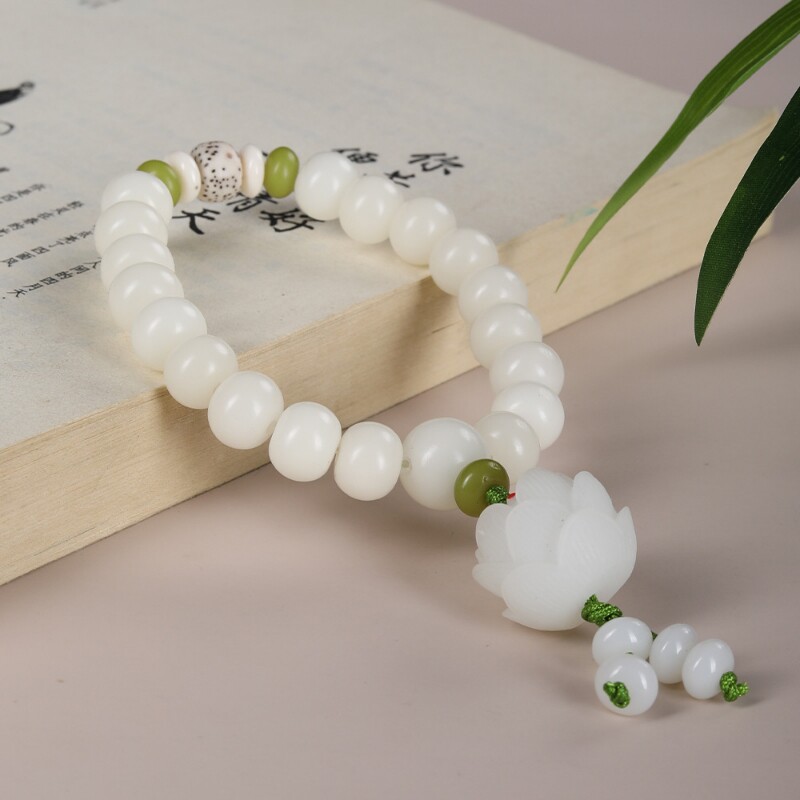 白玉菩提根手串菩提子佛珠diy莲花念珠手链男女百搭手环文玩饰品