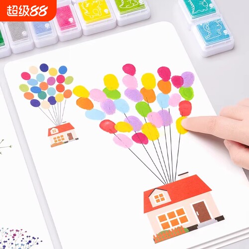 儿童手指印天使画画画册幼儿园手掌点画玩具印泥绘画工具颜料无毒