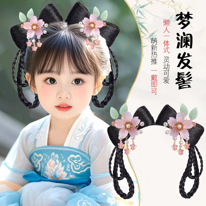 古装汉服假发女儿童一体式懒人发箍古风发髻日常盘发造型发包头饰