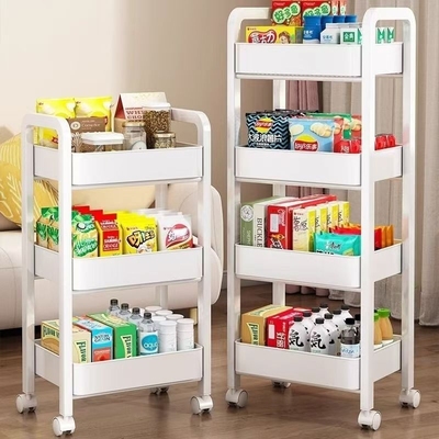 加厚碳钢小推车置物架厨房客厅落地移动卧室浴室收纳架子零食三层