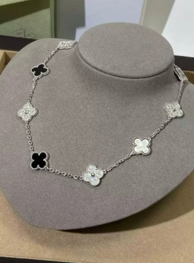 四叶草十花项链女满钻贝母双面锁骨链轻奢气质百搭不掉色送礼饰品