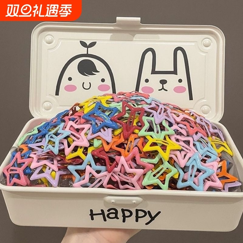 多巴胺星星发卡女2023新款彩色五角星小夹子头饰侧边刘海碎发卡子