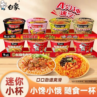 白象方便面迷你杯红烧牛肉面/奶油火鸡面8杯装桶装拌面经典小龙虾