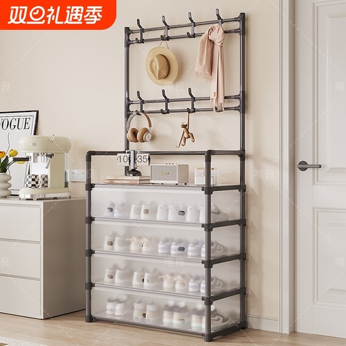 鞋架多功能带门鞋柜家用门口外楼道鞋子收纳架2025新款衣帽一体架