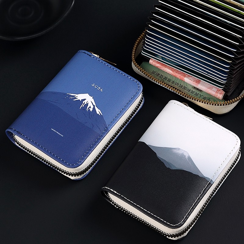 日本富士山卡包男士收纳包多卡位2026新款防盗刷零钱包卡夹卡片包