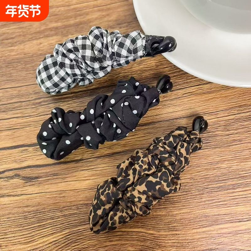 复古豹纹波点褶皱香蕉夹高级感马尾扭扭竖夹后脑勺显发量横夹发卡,饰品/流行首饰/时尚饰品新,发饰,淘宝优惠券,粉丝福利购,淘宝优惠卷