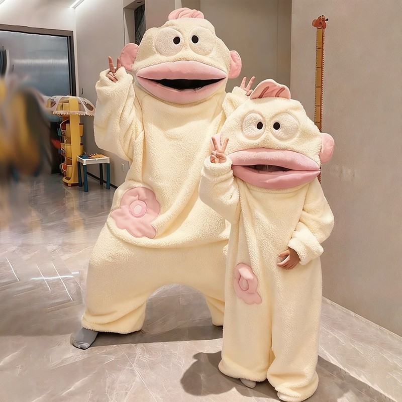 新款丑鱼儿童睡衣连体秋冬季珊瑚绒可爱搞怪连帽睡袍加厚保暖女孩,童装/婴儿装/亲子装,家居服连体衣,淘宝优惠券,粉丝福利购,淘宝优惠卷
