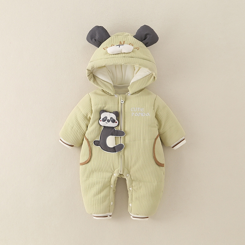 2025冬季新款婴幼儿外出爬服男女宝宝加绒加厚棉服冬季保暖连体衣