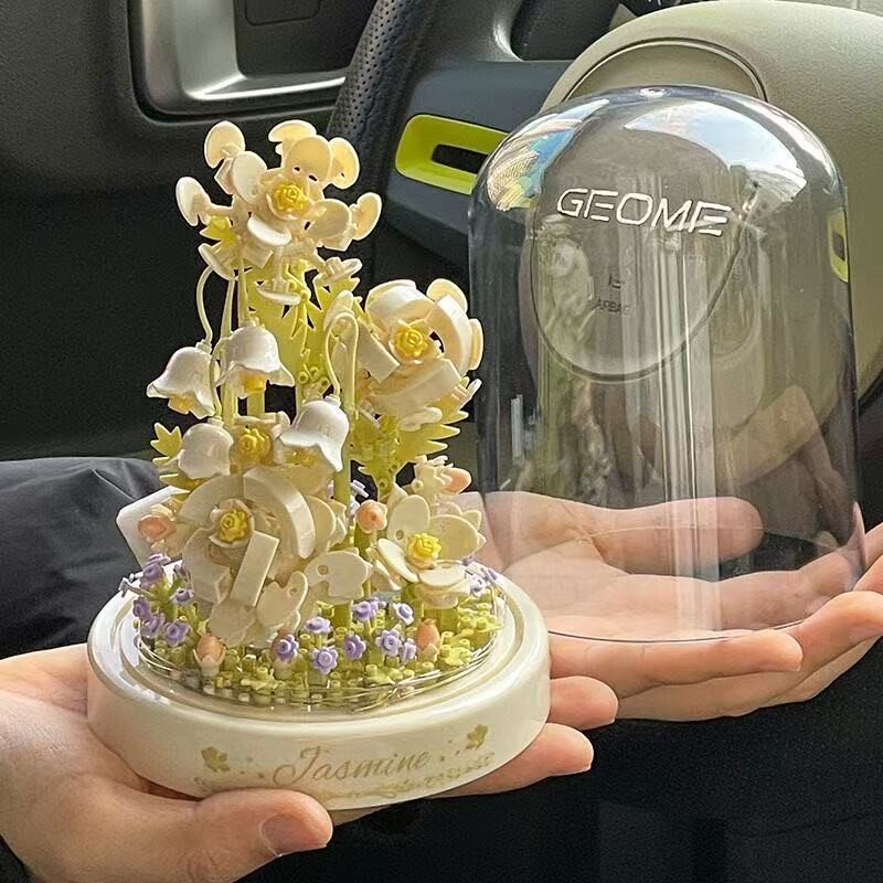 永生积木玫瑰花束植物手工diy拼装玩具摆件送男女孩生日礼物蛋糕