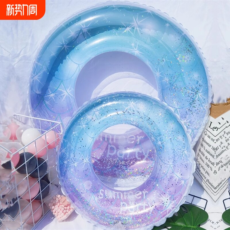 儿童游泳圈加厚腋下圈网红美人鱼充气浮圈成人大人男女胖子救生圈