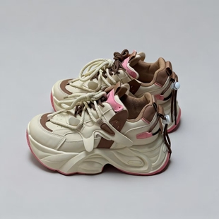 加绒显脚小超火显瘦冬季 厚底隐形增高8cm老爹鞋 炸街舒适风女鞋