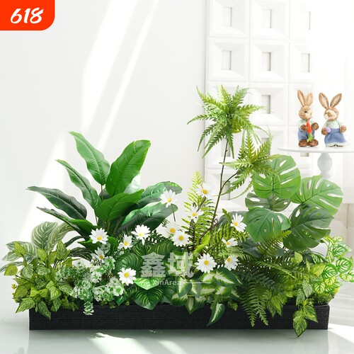 花箱仿真绿植组合装饰塑料假花隔断花槽植物摆设仿生景观栅栏布置