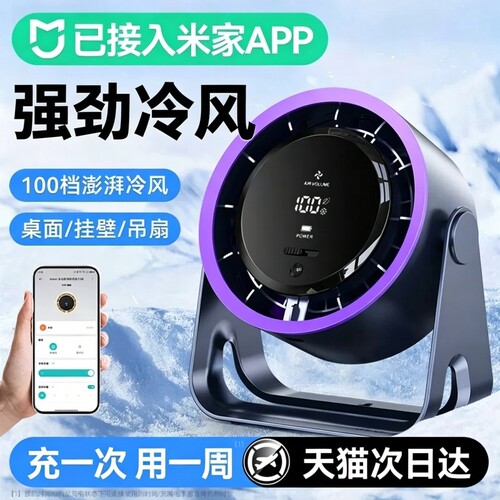 2026新款桌面小风扇制冷小型usb充电风扇学生上课静音办公室桌迷你便携宿舍挂壁超强力家用台式厨房无叶循环