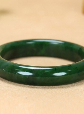 正品和田碧玉手镯真玉石镯子送妈妈女友老婆手饰礼物可鉴定多规格