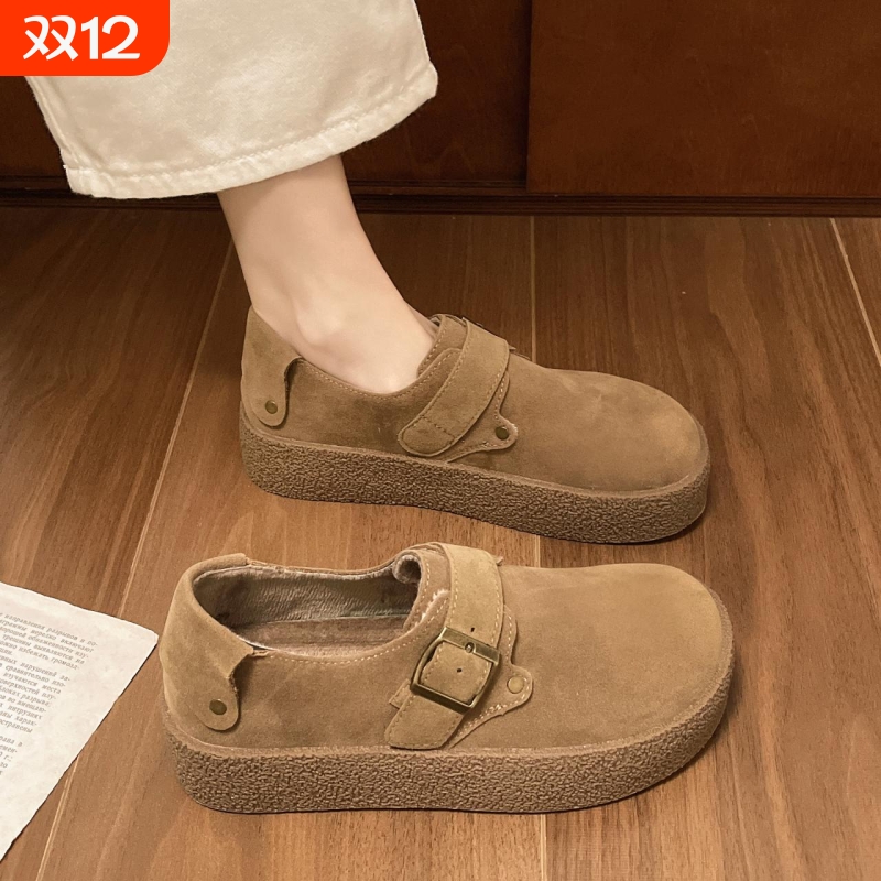 他她女孩厚底加绒勃肯鞋女冬女款雪地靴棉鞋2024新款一脚蹬鞋子