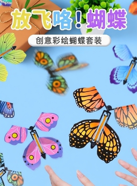 蝴蝶玩具新款儿童户外会飞的春游神器飞去来器儿童竹蜻蜓露营玩具