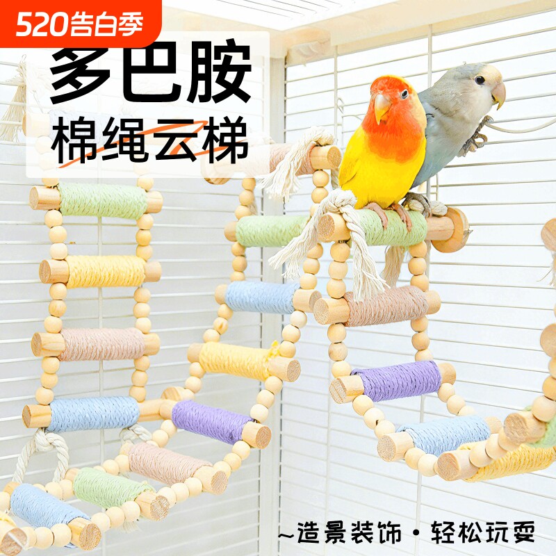 鹦鹉棉绳爬梯云梯攀爬秋千啃咬玩具站杆虎皮牡丹玄凤专用鸟笼用品