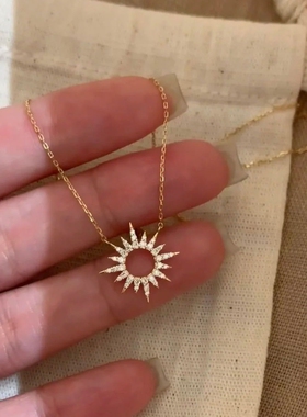 太阳花项链微镶高级个性百搭项链
