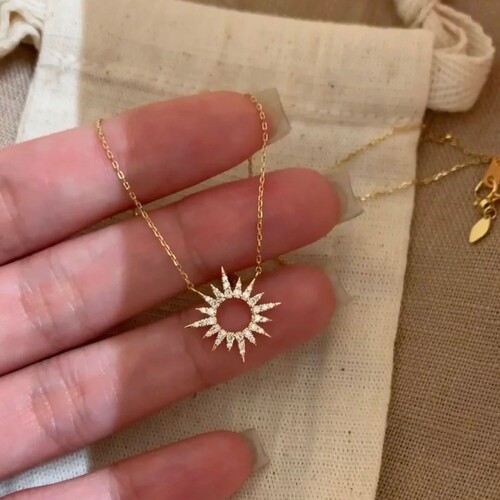 太阳花项链微镶高级个性百搭项链
