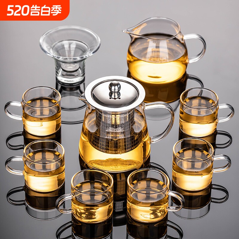 玻璃功夫茶具套装家用轻奢高档耐热高温泡茶器2024新款泡茶壶茶杯