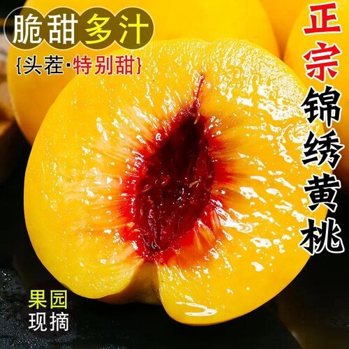 锦绣黄桃5斤大果新鲜毛桃子甜蜜可口黄金水蜜桃软硬两吃新鲜现摘